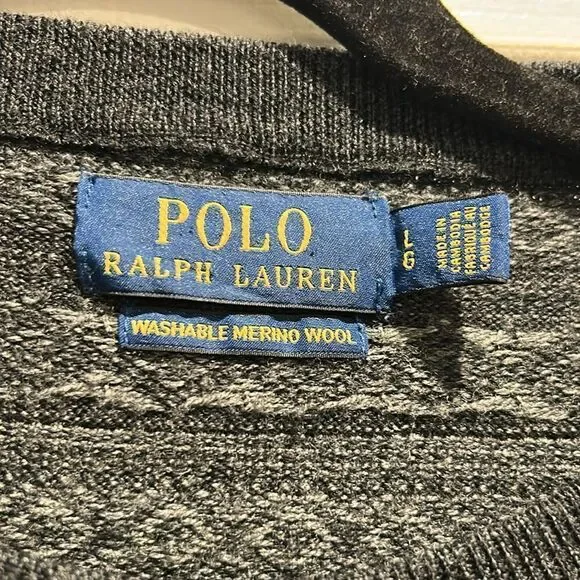 Polo Ralph Lauren Gray Wool Sweater, Size Large - Picture 6 of 8
